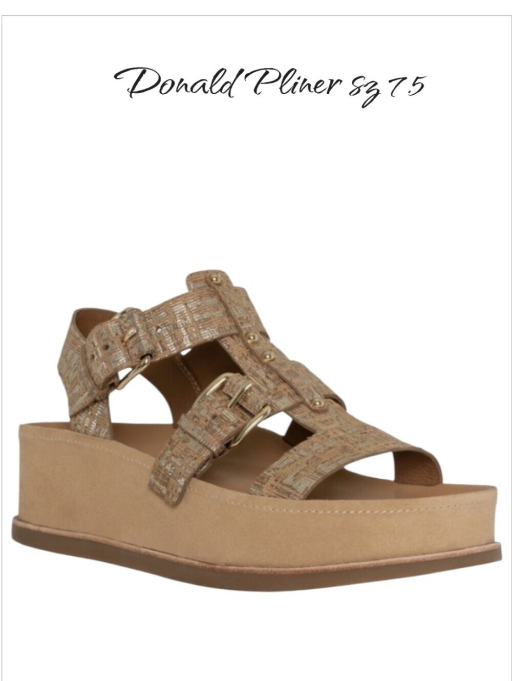 Donald Pliner Jesmin Platform Fisherman Sandal Camel Platino Size 7.5